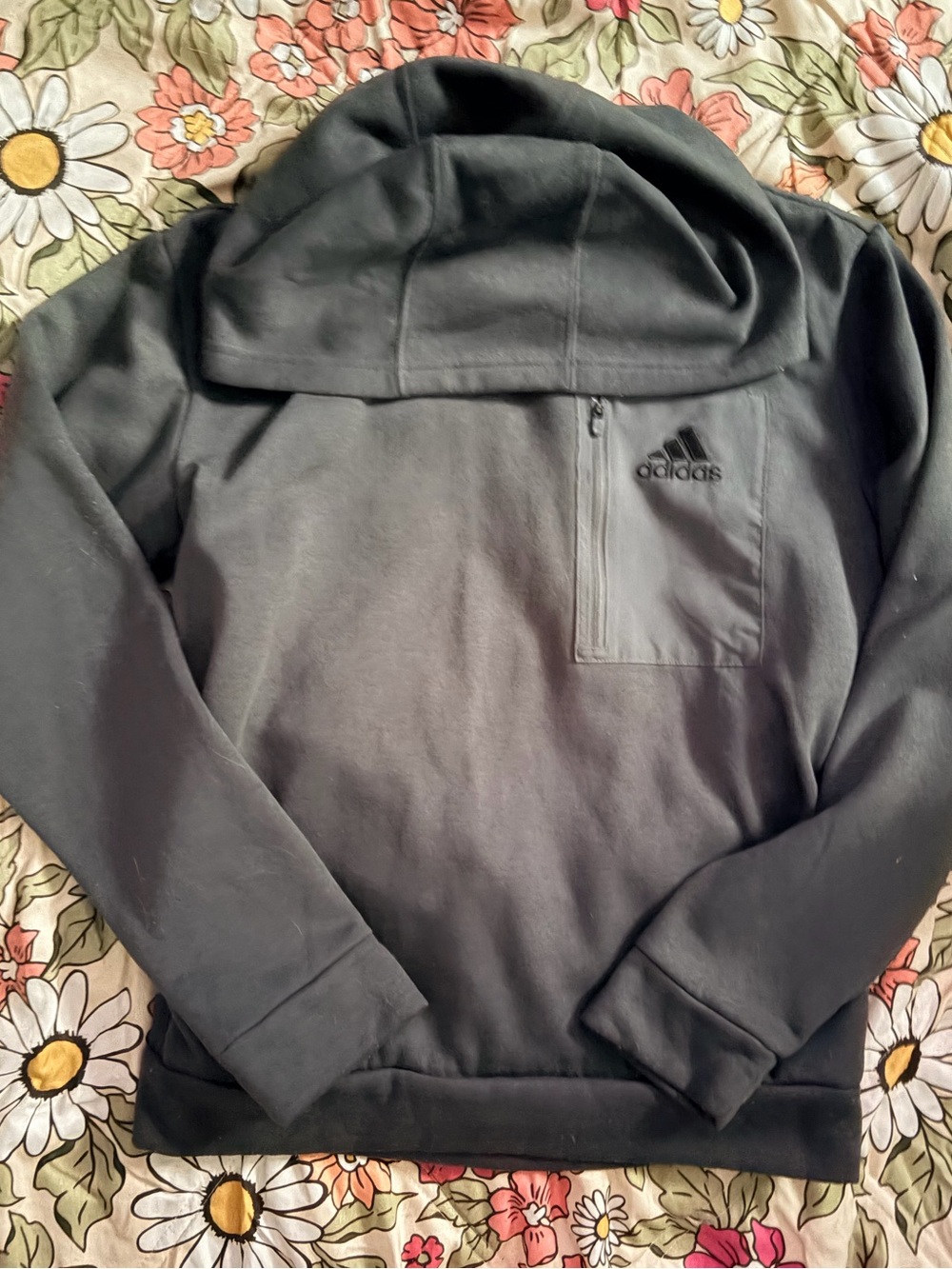 adidas Grey Zip-Pocket Pullover Hoodie - Picture 3 of 5